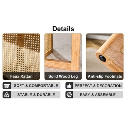 Round coffee table TRAMA™ – Wood and faux rattan natural design - coffe table