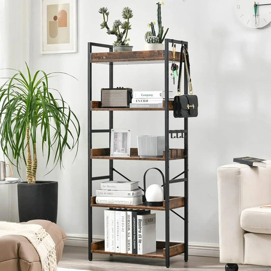 RUSTO™ Bookshelf – Industrial Wood and Metal 4 - Tier Shelving - 