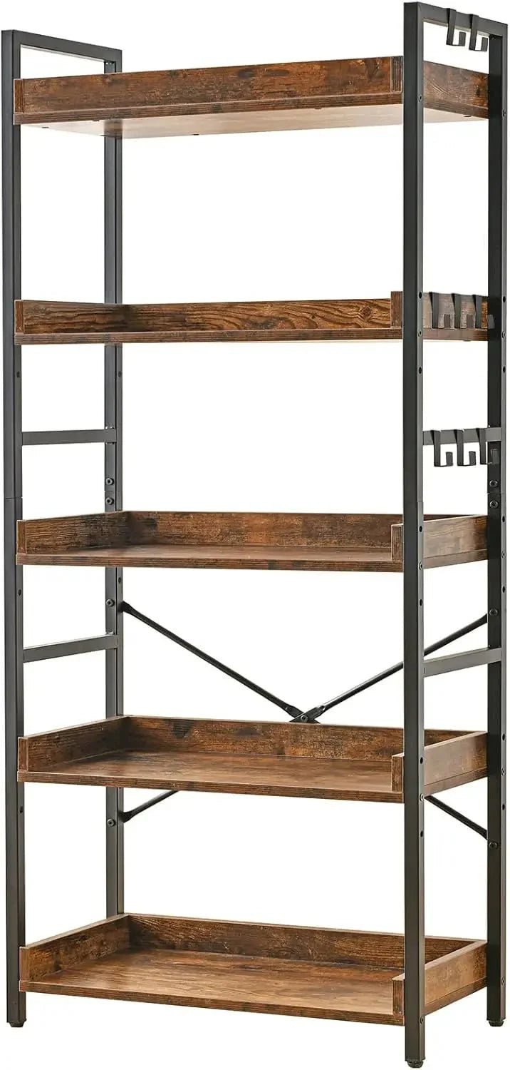 RUSTO™ Bookshelf – Industrial Wood and Metal 4 - Tier Shelving - 