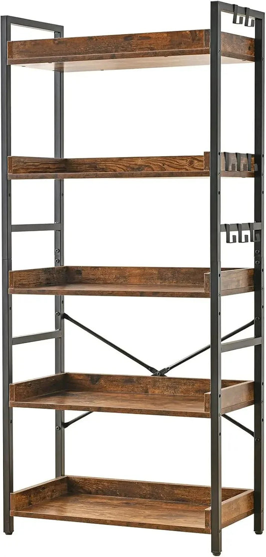RUSTO™ Bookshelf – Industrial Wood and Metal 4 - Tier Shelving - 