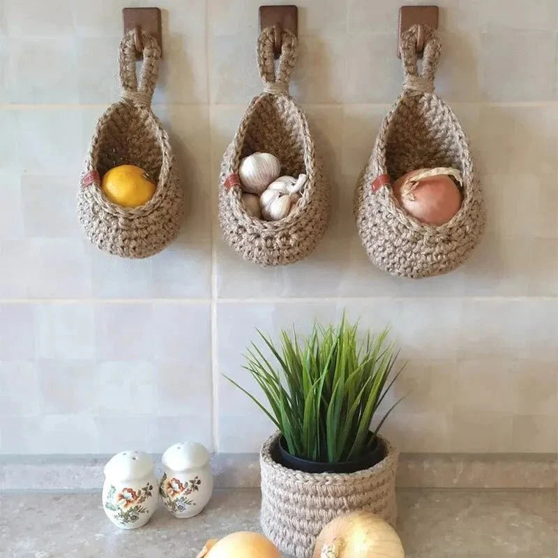 SACCOTCH™ Wall Basket – Woven Hanging Organizer for Natural Decor - 
