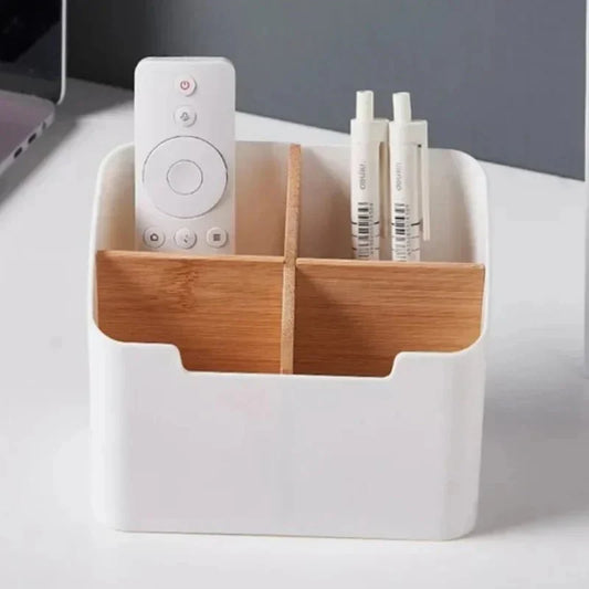 Multifunctional SHIK™ Storage Box with bamboo dividers for organizing items.