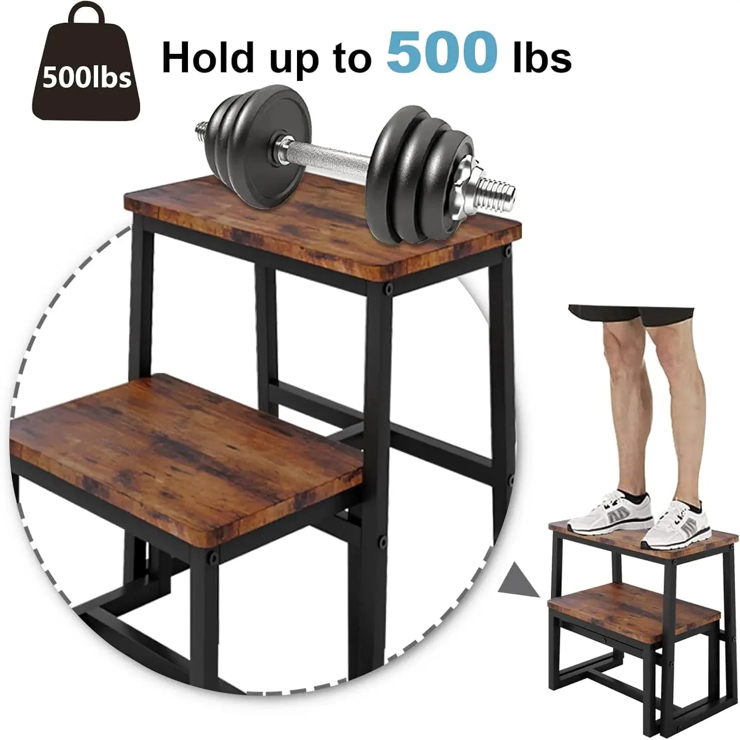 SIDDIO™ Step Stool – 3 - in - 1 Wooden Ladder for Home or Kitchen Use - 