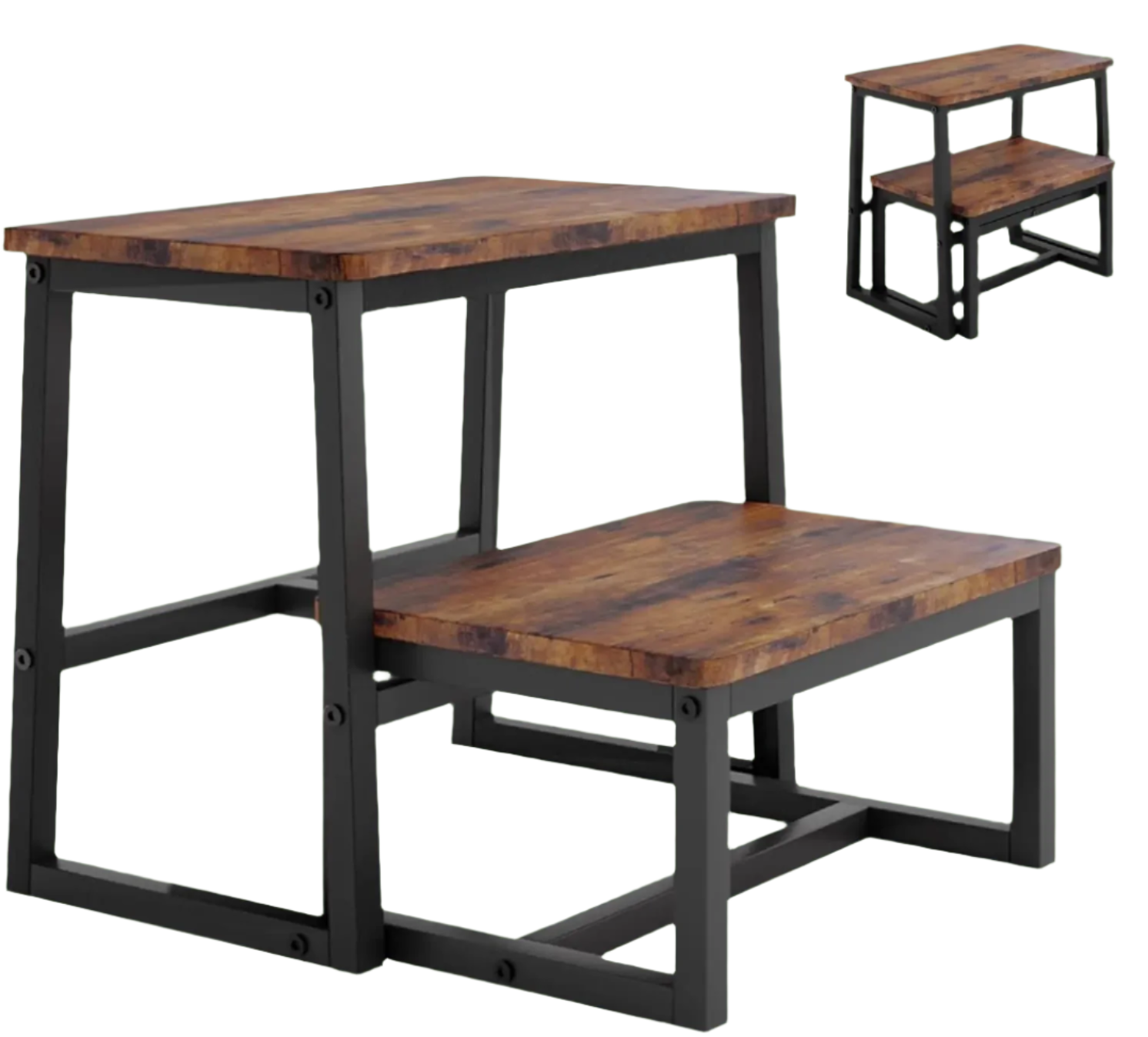 SIDDIO™ Step Stool – 3 - in - 1 Wooden Ladder for Home or Kitchen Use - 