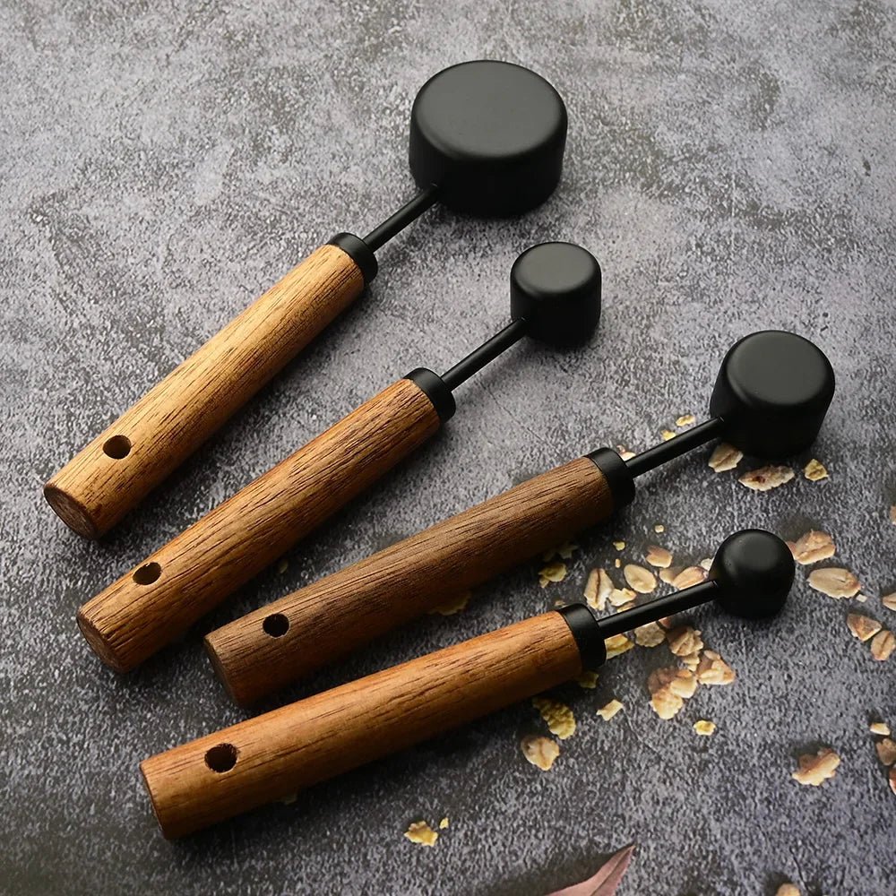 SOF™ Measuring Cups Set – Matte Black & Wood Handles - 