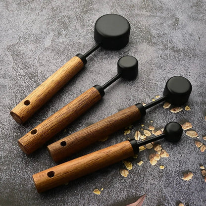 SOF™ Measuring Cups Set – Matte Black & Wood Handles - 