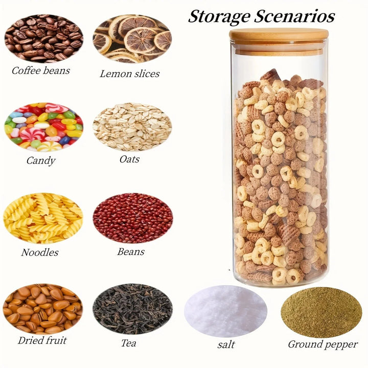 SPAGHETTINO™ Storage Jar – Glass Container with Bamboo Lid - 