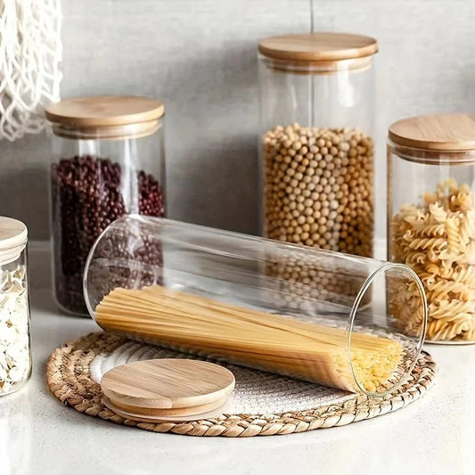 SPAGHETTINO™ Storage Jar – Glass Container with Bamboo Lid - 