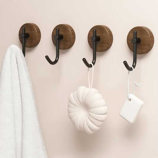 STILUK™ Adhesive Wood Towel Hook – Japandi Wall Holder - 