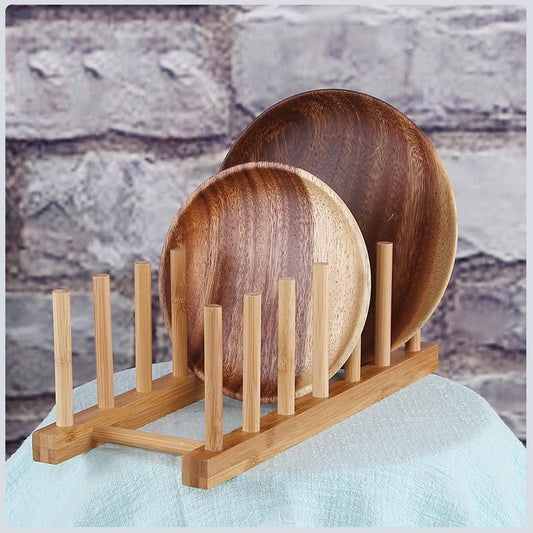 TILI™ Wooden Dish Rack – Compact Plate & Board Organizer - 