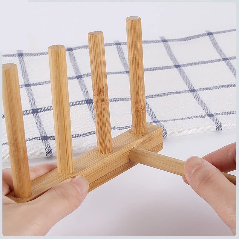 TILI™ Wooden Dish Rack – Compact Plate & Board Organizer - 