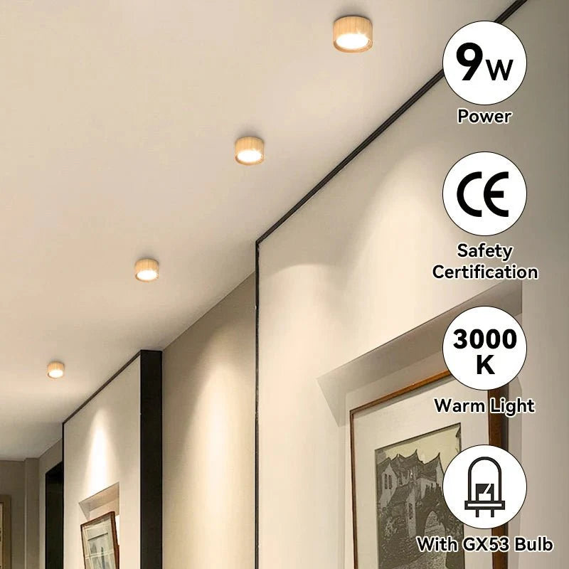 TINOQ™ Wooden Ceiling Light – GX53 LED, 9W, Warm or Neutral Light | AURÈA HOME - 