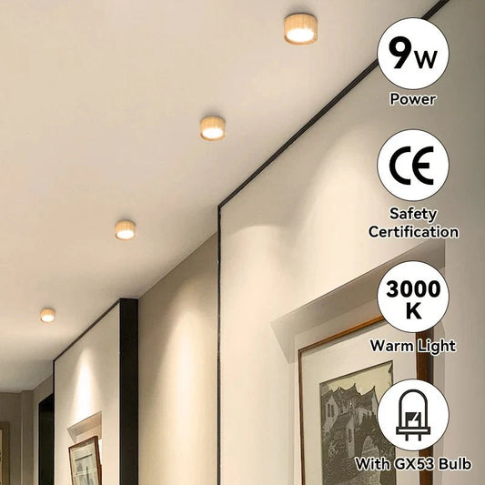 TINOQ™ Wooden Ceiling Light – GX53 LED, 9W, Warm or Neutral Light | AURÈA HOME - 