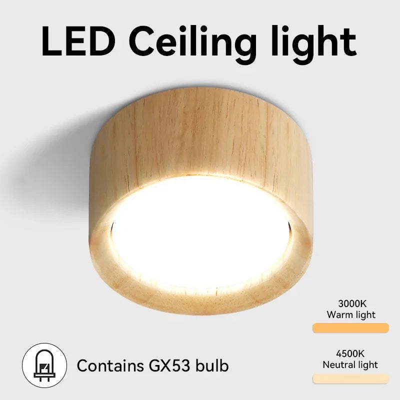TINOQ™ Wooden Ceiling Light – GX53 LED, 9W, Warm or Neutral Light | AURÈA HOME - 