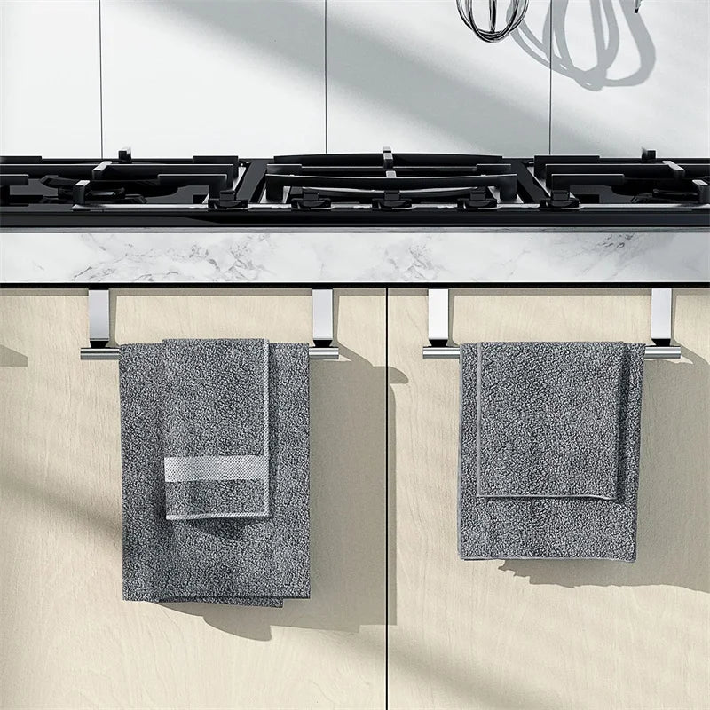 TISTEAUT™ Over|Cabinet Towel Bar – Stainless Steel Rack - 