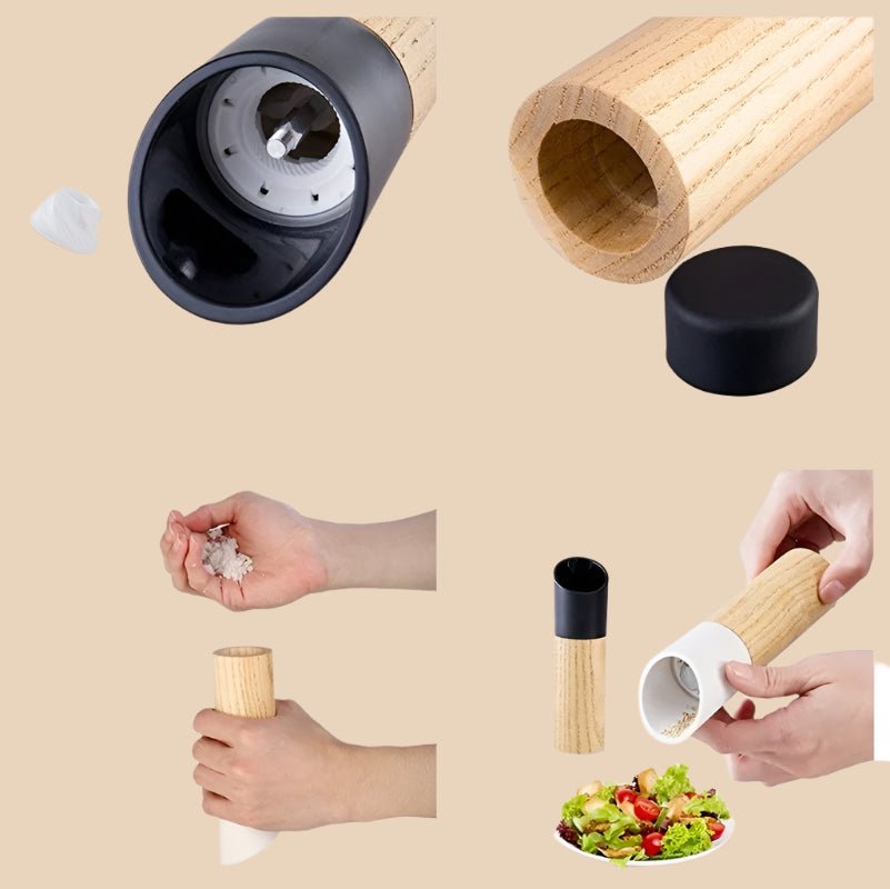 TRAC™ Wooden Spice Grinder – Ceramic Core Salt & Pepper Mill | AURÈA HOME - 