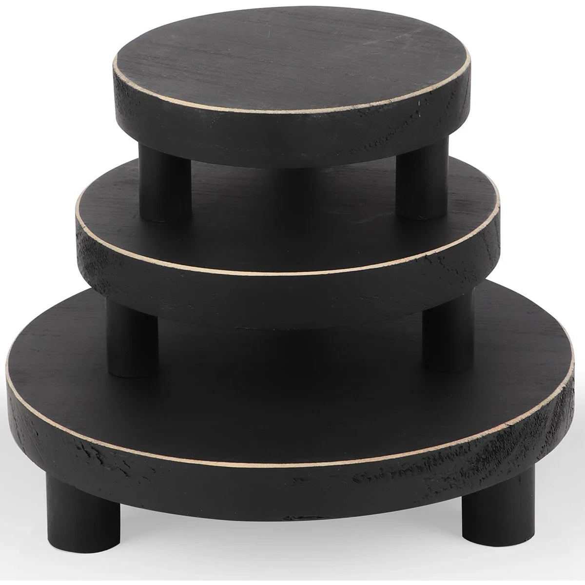 TRILON™ Wood Display Riser Set – Rustic Pedestal Stands - 