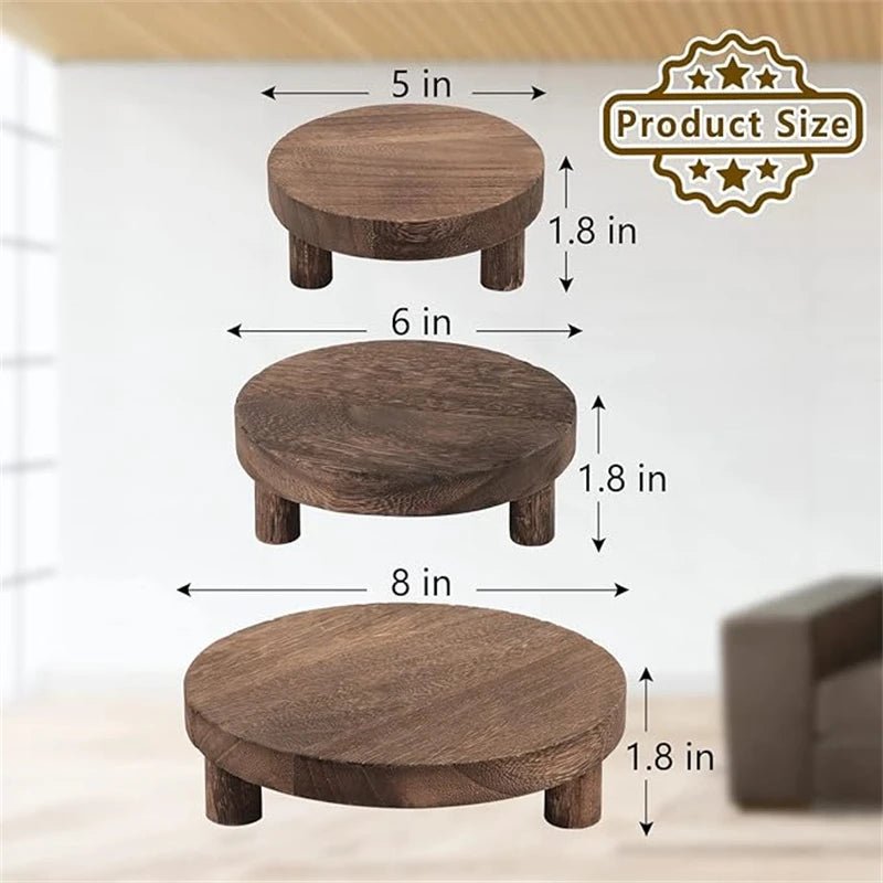 TRILON™ Wood Display Riser Set – Rustic Pedestal Stands - 