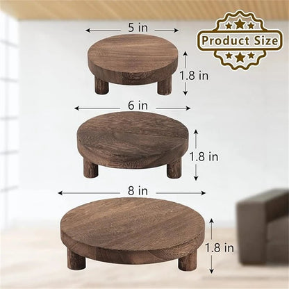 TRILON™ Wood Display Riser Set – Rustic Pedestal Stands - 