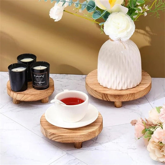 TRILON™ Wood Display Riser Set – Rustic Pedestal Stands - 