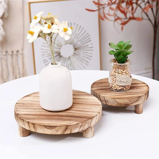 TRILON™ Wood Display Riser Set – Rustic Pedestal Stands - 