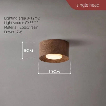 TRIOMA™ LED ceiling spot in walnut finish, surface mounted downlight.