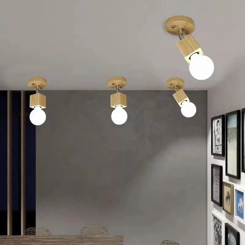 TRISK™ Wooden Ceiling Light – Rotatable LED Fixture for Dining Room - 