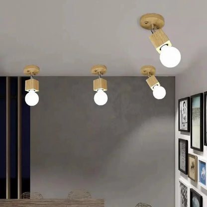 TRISK™ Wooden Ceiling Light – Rotatable LED Fixture for Dining Room - 