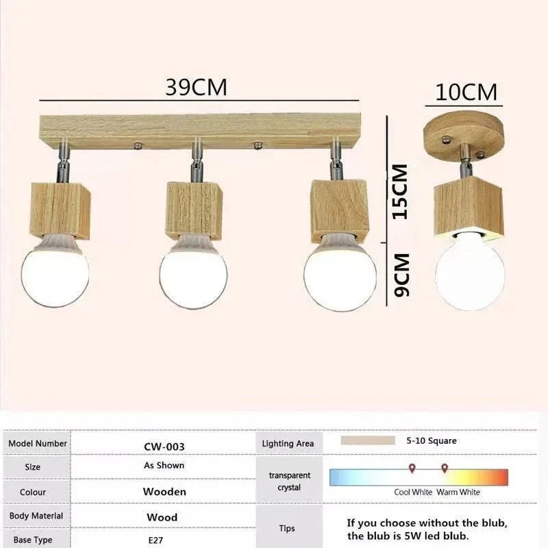 TRISK™ Wooden Ceiling Light – Rotatable LED Fixture for Dining Room - 