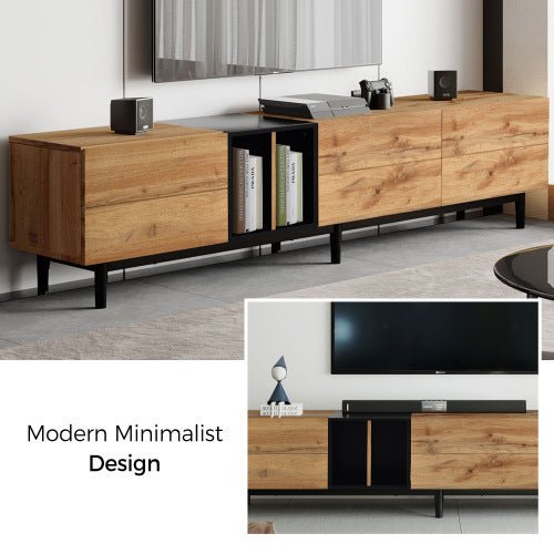 TV stand LINEA™ – Modern wood cabinet for up to 80'' screens - tv stand